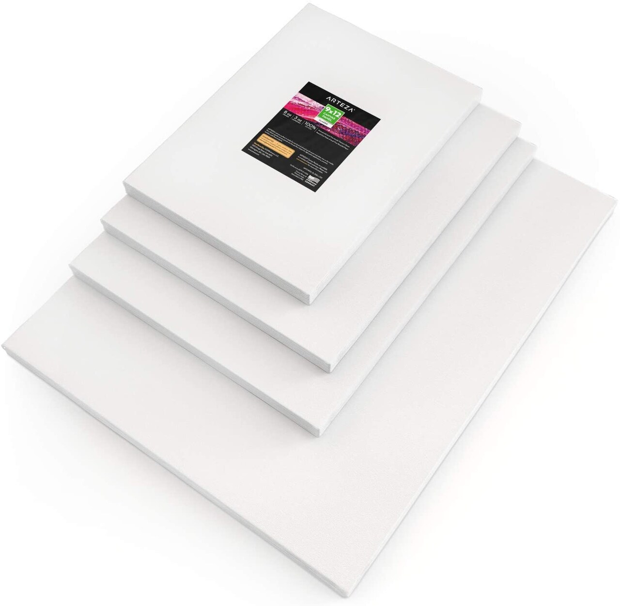 Arteza Canvas Panels, Classic, White, Rectangular, Multi Value Pack Multiple Sizes, Blank Canvas Boards for Painting - 28 Pack